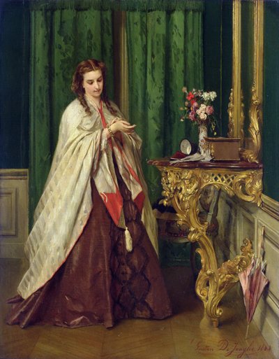 Vrouw bij haar toilet, 1862 door Gustave Léonard de Jonghe